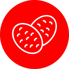 Potato Vector Line White Circle Red