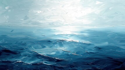 Fototapeta premium Blue Ocean Horizon Abstract Painting