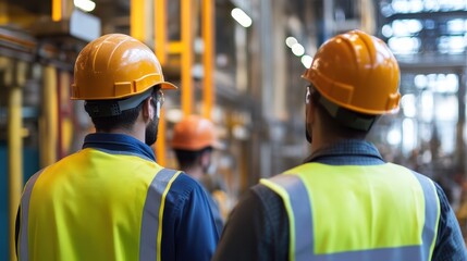 Guided Factory Tour with Workers in Helmets and Safety Gear