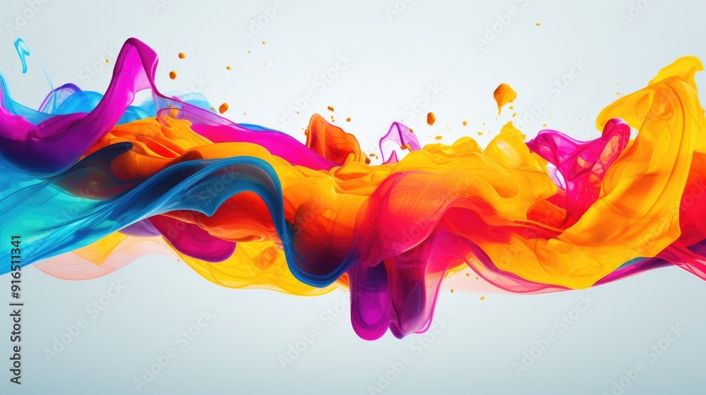 Poster Colorful fluid motion creating abstract shapes