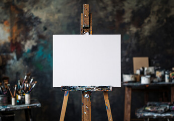 Blank canvas on easel symbolizing creativity and expression in art