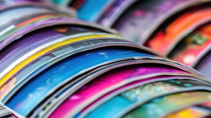 Magazines: Periodic publications with content including articles, images, and advertisements, covering a range of topics and often aimed at particular interests or groups.
