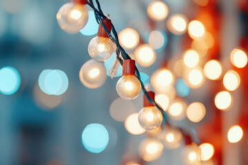 lights bokeh bulbs string lights illumination glowing bright festive decor warm hanging lights celebration blur 