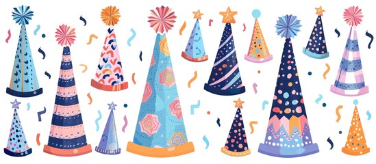 Fototapeta premium Colorful Party Hats Set Illustration