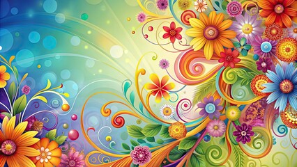 Naklejka premium Abstract floral colorful background with swirling patterns and vibrant colors, floral, abstract, colorful, background