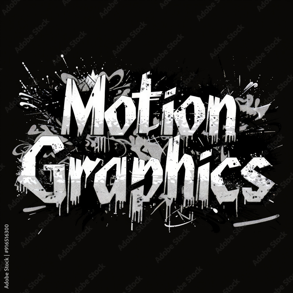 Fototapete a stylish motion graphics logo design featuring text elements, set on a black backdrop to enhance it