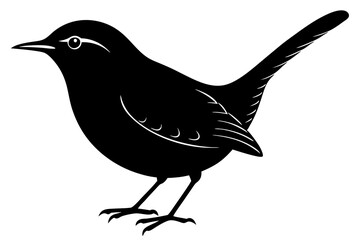 Silhouette of Wren Bird Vector Illustration Wildlife Icon Clipart