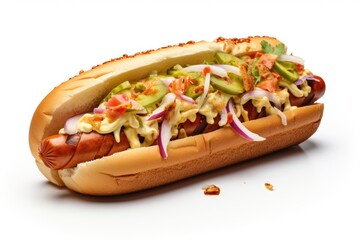 Speedy Sausage Sub , white background.