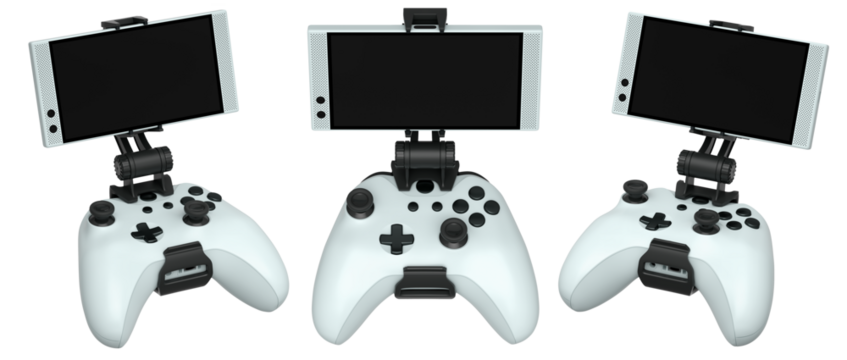 Set of mobile game controllers designed for a truly immersive and engaging gaming experience on the go isolated on white background with clipping path