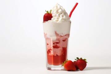 Snappy Strawberry Shortcake Shake , white background.