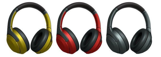 Stylish gaming headsets for immersive sound experiences isolated on white background with clipping path