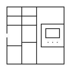 self-service mail or smart logistic system or digital lock line icon vector. self-service mail or smart logistic system or digital lock sign. isolated contour symbol black illustration