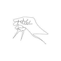 Baby and Parents Hand Continuous Line Drawing