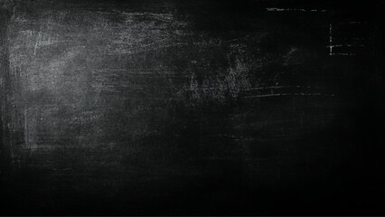 Blank wide screen Real chalkboard background texture in college concept for back to school panoramic wallpaper for black text draw graphic.  Black wall slate texture rough concrete 