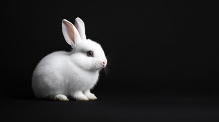 Single white bunny silhouette against a black background.