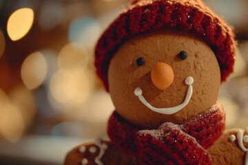 Gingerbread man in christmas hat