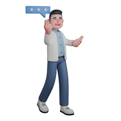 Male Doctor 3D Cartoon. Male Character Speaking with Speech Bubble. Professional Healthcare