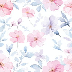 Sweet flower watercolor seamless pattern.soft pastel colors watercolor seamless pattern for beauty products or other.
