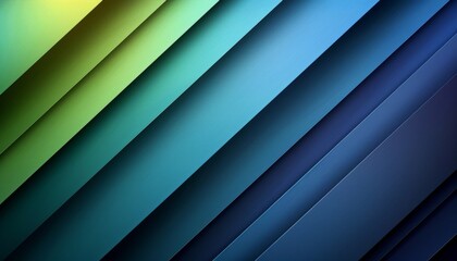 Obraz premium This image features abstract diagonal layers in shades of green and blue, forming a vibrant geometric pattern.