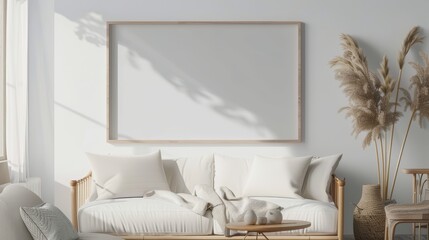 blank frame mockup, Scandinavian Playroom interior with table