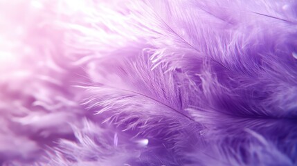 Purple color close up feather background. AI generation.