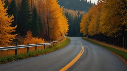 road in autumn forest