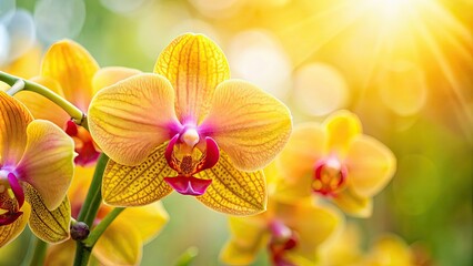 Close-up of vibrant yellow orchid flower with soft focus background, orchid, flower, yellow, close-up, nature, beauty, petal