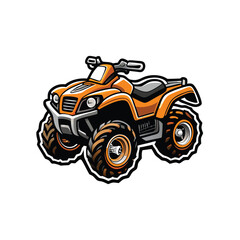 Illustration of an orange ATV with large tires on a white background.