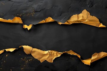 Black And Gold Ripped Paper Background