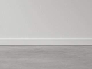 Modern interior room with empty white wall and concrete floor background. Interior of living minimal, cozy and homey style for products presentation or text for advertising.