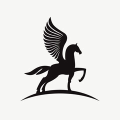 Minimalist Silhouette Pegasus Logo Vector Illustration
