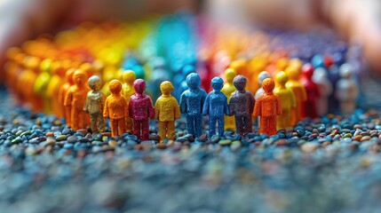 Vibrant human figures with diverse traits, tastes, and abilities. Targeting and segmenting consumer demographics for effective marketing.