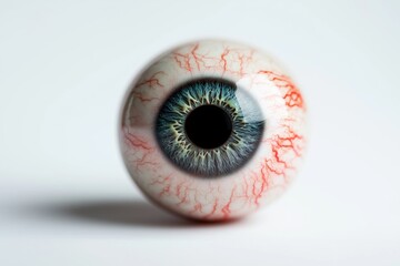 Rendering of Evil Human Eyeball Isolated on Blank White 3D Generative Illustration