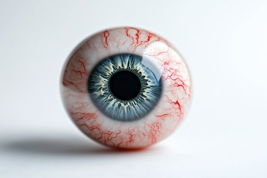 Rendering of Evil Human Eyeball Isolated on Blank White 3D Generative Illustration