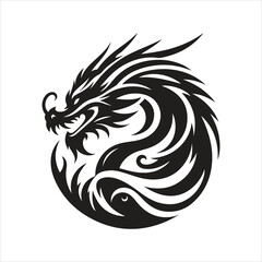 A Dragon Silhouette Vector Illustration.