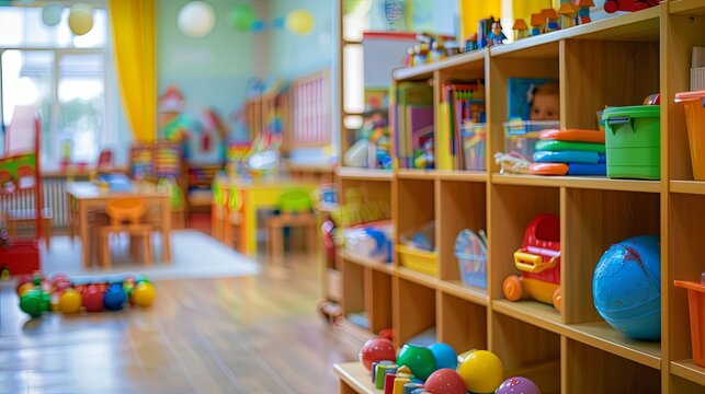 A teacher engaging with young children in an early childhood education classroom, using interactive learning materials and games to foster development.