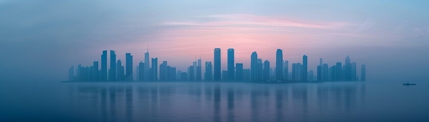Obraz premium Bird s eye perspective of a humid coastal city with a haze hanging over the skyline, showcasing the vibrant cityscape and hazy atmosphere 8K , high-resolution, ultra HD,up32K HD