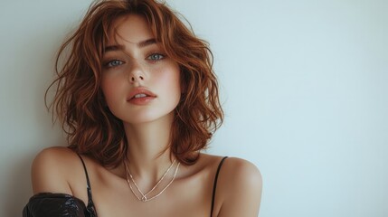 Stylish lady striking a full-body pose on a pristine white background, showcasing her chic outfit and poise.