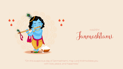 Happy Janmashtami and dahi handi Hindu festival of happy shree lord krishna god born janmashtami. abstract vector illustration design. background