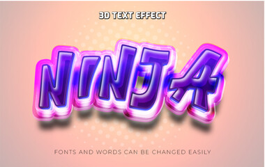 Ninja neon 3d editable text effect style