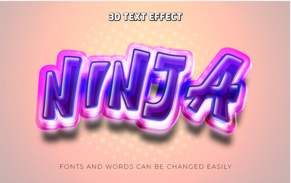 Ninja neon 3d editable text effect style
