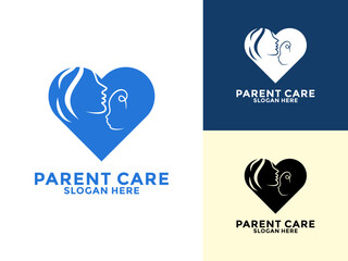 Parent Heart Care logo design template, Family heart logo design illustration
