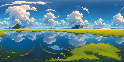 HDRI Anime and Cartoon Equirectangular Landscape Panorama Z12