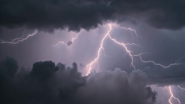 lightning flashes from the sky at night