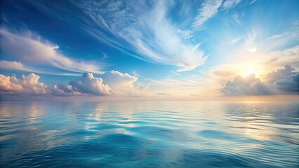 Obraz premium Tranquil oceanic background in soft pale shades, ocean, sea, water, calm, serene, peaceful, minimalist, gentle, pastel, blue