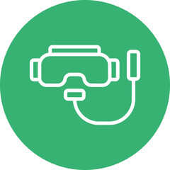 Snorkel Mask Vector Line White Circles Multicolors