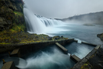 Obraz premium Faxafoss waterfall on Faxi river, in Iceland, less known place