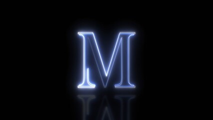 Glowing Neon Light Letter Symbol  illustration on Black Background.