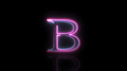 Glowing Neon Light Letter Symbol  illustration on Black Background.