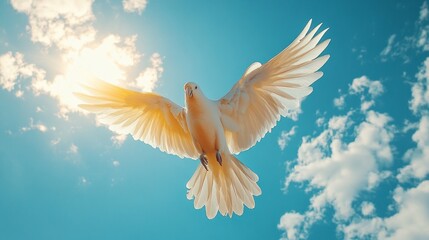 Fototapeta premium Sulphur-crested Cockatoo flying and crying in the sky